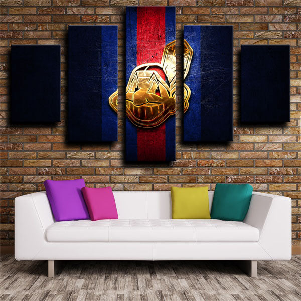 Cleveland Indians Deep Colour Emblem Canvas Wall Art