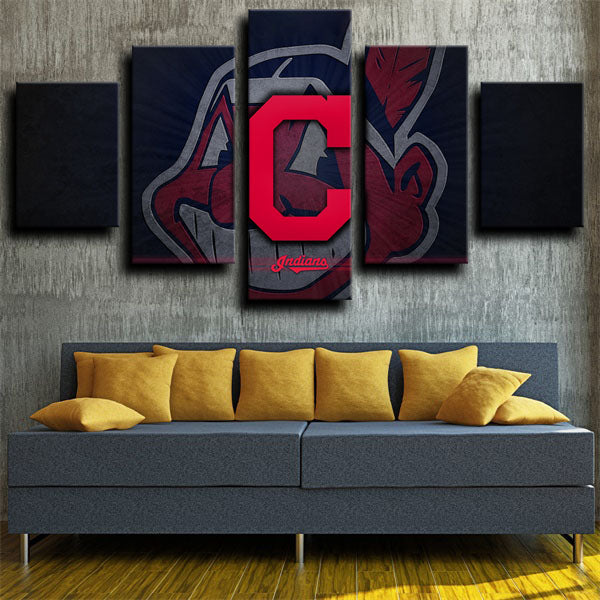 Cleveland Indians Deep Colour Symbol Canvas Wall Art