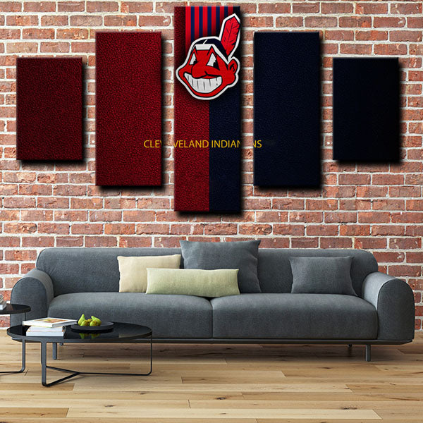 Cleveland Indians Red And Black Emblem Canvas Wall Art
