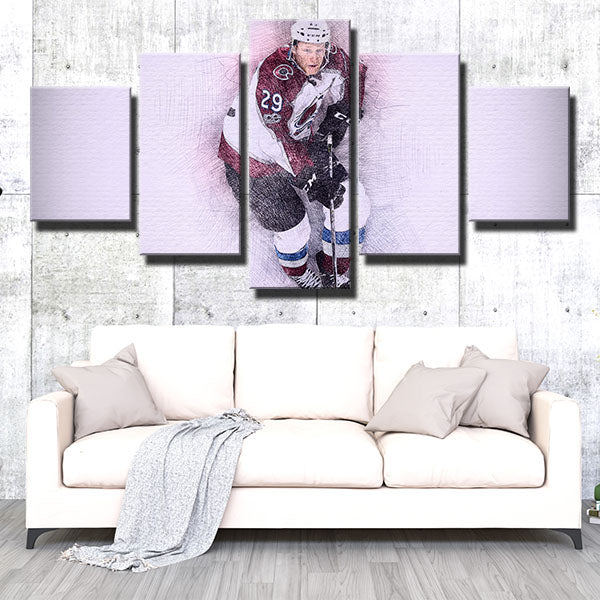 Colorado Avalanche Centre Nathan Mackinnon Hand Drawn Canvas Wall Art