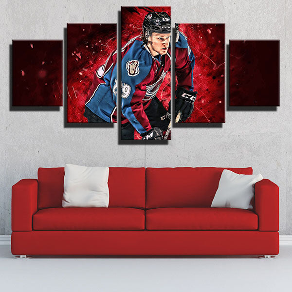 Colorado Avalanche Centre Nathan Mackinnon Red And Blue Canvas Wall Art