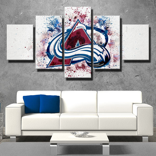 Colorado Avalanche Centre Watercolor Kerfoot Emblem Canvas Wall Art