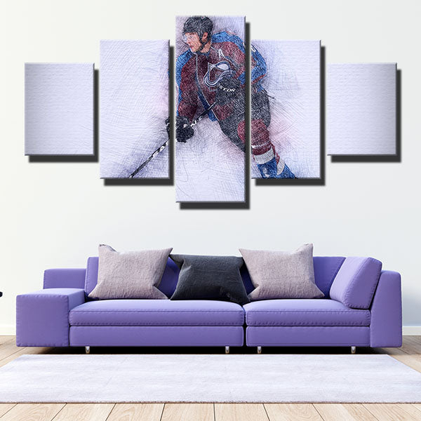 Colorado Avalanche Defense Erik Johnson Hand Drawn Canvas Wall Art