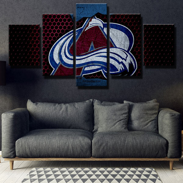 Colorado Avalanche Honeycomb Emblem Canvas Wall Art