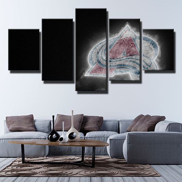Colorado Avalanche Ice Smoke Emblem Canvas Wall Art