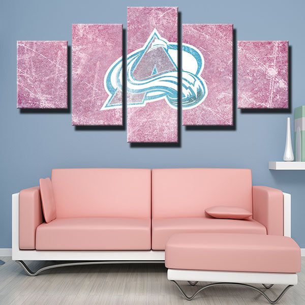 Colorado Avalanche Pink Ice Emblem Canvas Wall Art