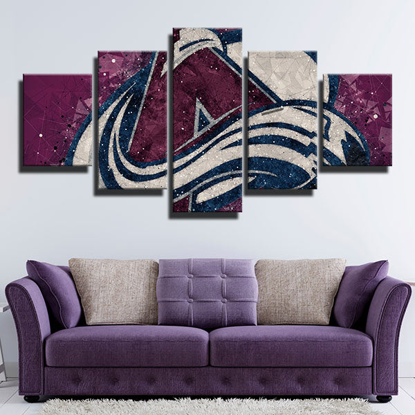 Colorado Avalanche Purple Line Emblem Canvas Wall Art