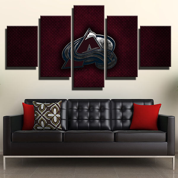 Colorado Avalanche Red Iron Emblem Canvas Wall Art