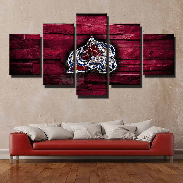 Colorado Avalanche Red Wood Emblem Canvas Wall Art