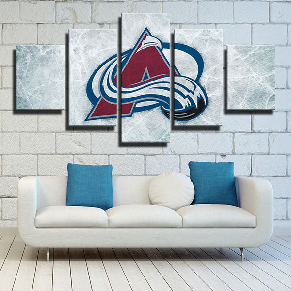Colorado Avalanche Wathet Emblem Canvas Wall Art