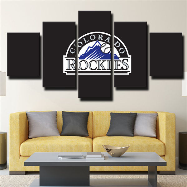 Colorado Rockies Team Black Logo Canvas Wall Art