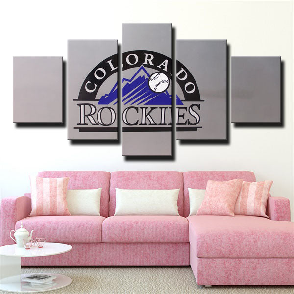 Colorado Rockies Team Emblem Gray Canvas Wall Art