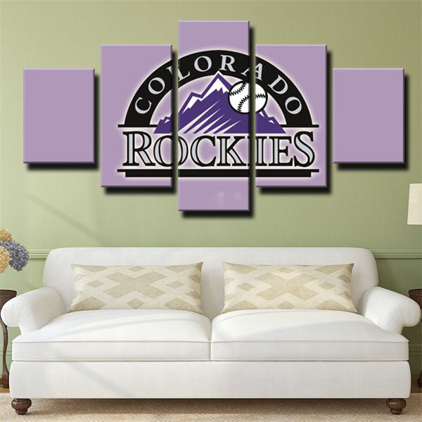Colorado Rockies Team Logo Pink Canvas Wall Art