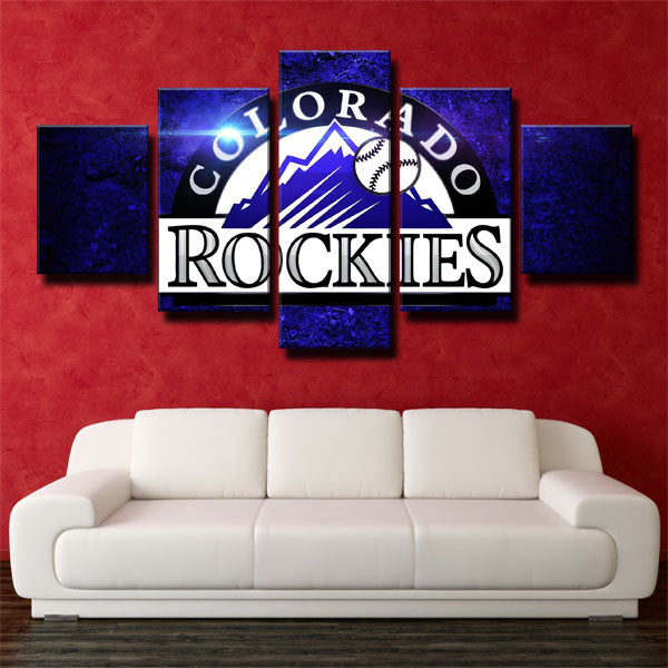 Colorado Rockies Team Symbol Navy Blue Canvas Wall Art