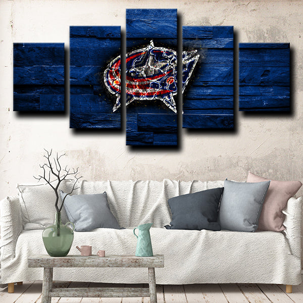 Columbus Blue Jackets Crest Blue Canvas Wall Art