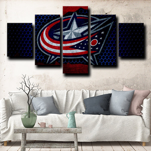 Columbus Blue Jackets Logo Badge Dark Canvas Wall Art