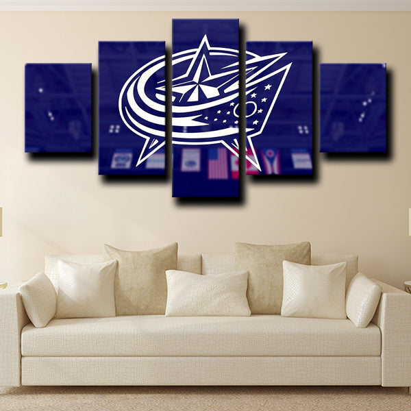 Columbus Blue Jackets Logo Blue Canvas Wall Art