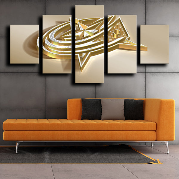 Columbus Blue Jackets Logo Gold Canvas Wall Art