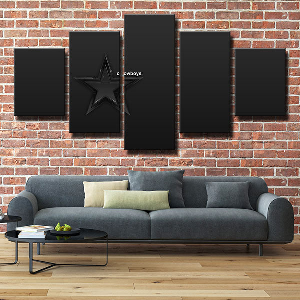 Dallas Cowboys Black Emblem Canvas Wall Art