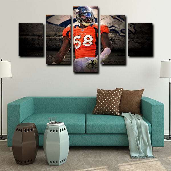 Denver Broncos Linebacker Chinese Dragon Von Miller Canvas Wall Art