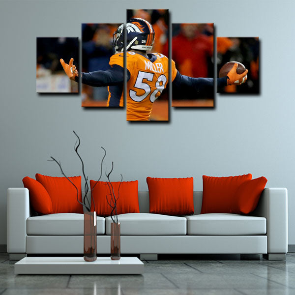 Denver Broncos Linebacker Chinese Dragon Von Miller Canvas Wall Art