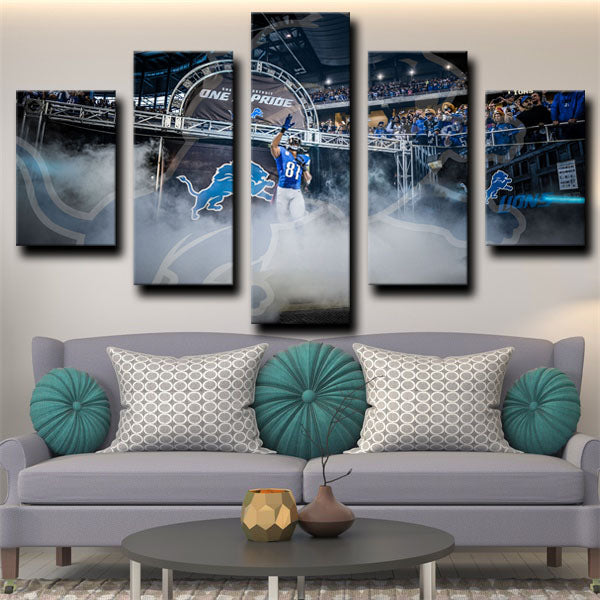 Detroit Lions Rugby Badge Canvas Wall Art