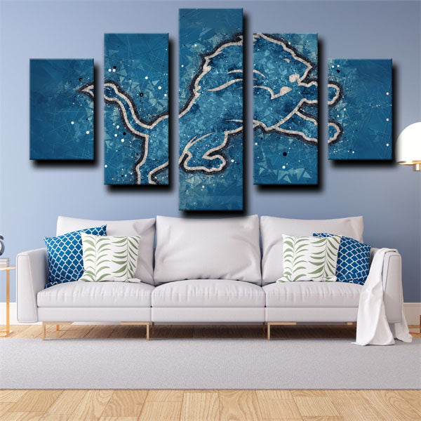 Detroit Lions Sky Blue Emblem Canvas Wall Art