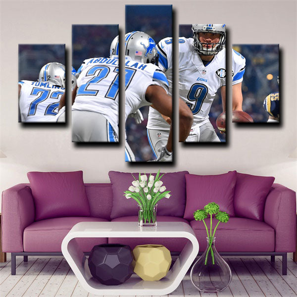 Detroit Lions Team Badge Canvas Wall Art