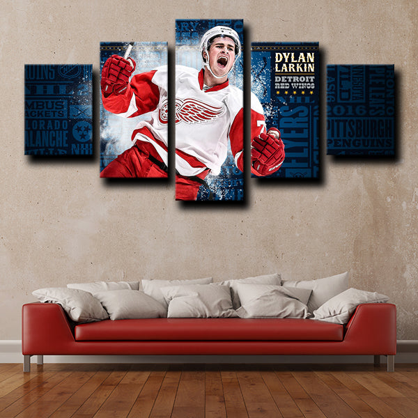 Detroit Red Wings Center Dylan Larkin Canvas Wall Art