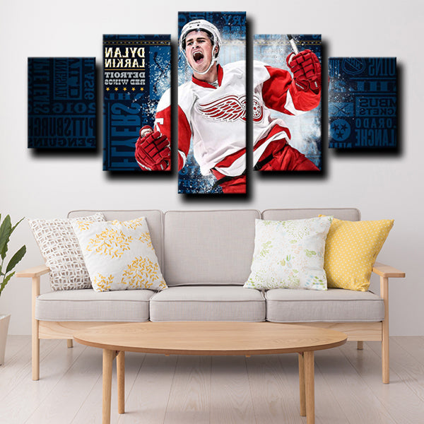 Detroit Red Wings Center Dylan Larkin Canvas Wall Art