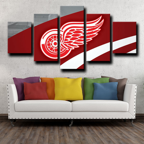 Detroit Red Wings Logo Crest Red Canvas Wall Art