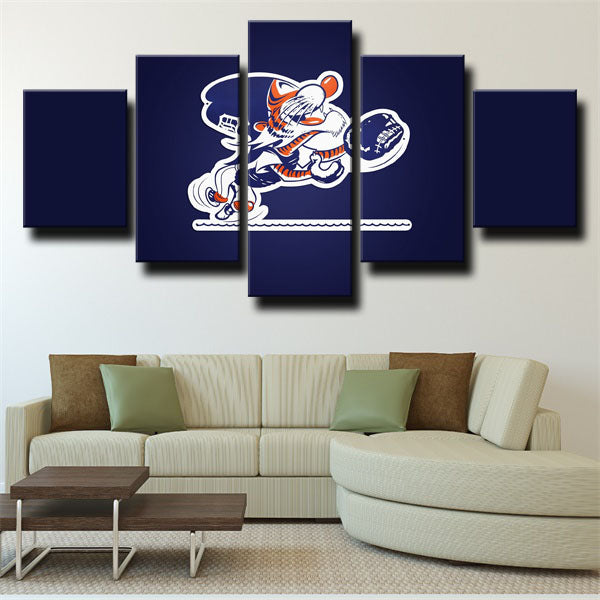 Detroit Tigers Cartoon Blue Emblem Canvas Wall Art