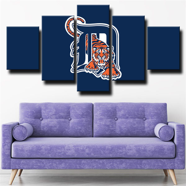 Detroit Tigers Dark Blue Simple Emblem Canvas Wall Art