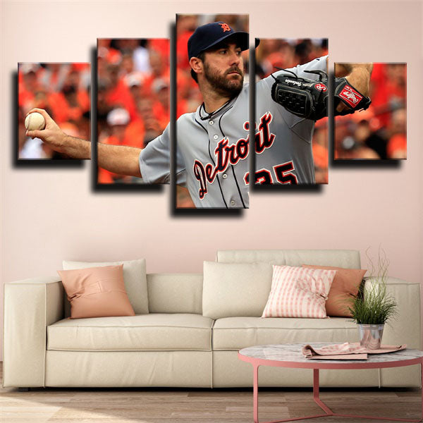 Detroit Tigers No.35 Pitcher J V Justin Verlander Canvas Wall Art