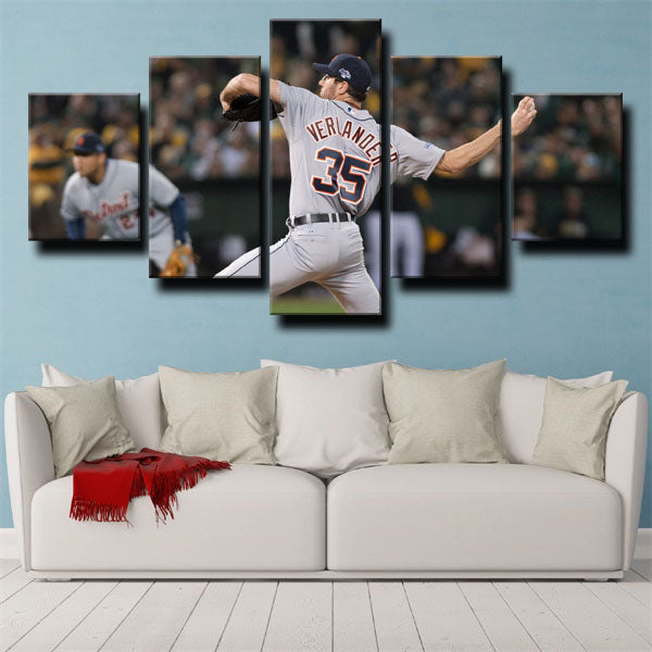 Detroit Tigers Pitcher J V No.35 Justin Verlander Canvas Wall Art