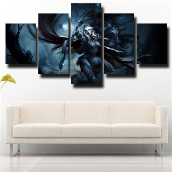 Dota 2 Drow Ranger Dark Grey Canvas Wall Art