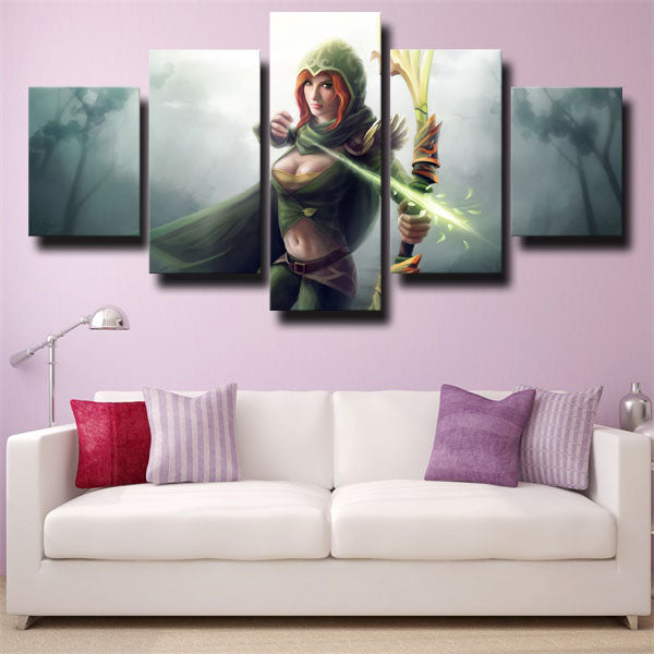 Dota 2 Hero Windranger Green Canvas Wall Art