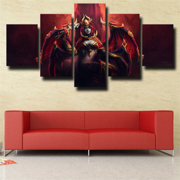 Dota 2 Lina Red Grey Canvas Wall Art