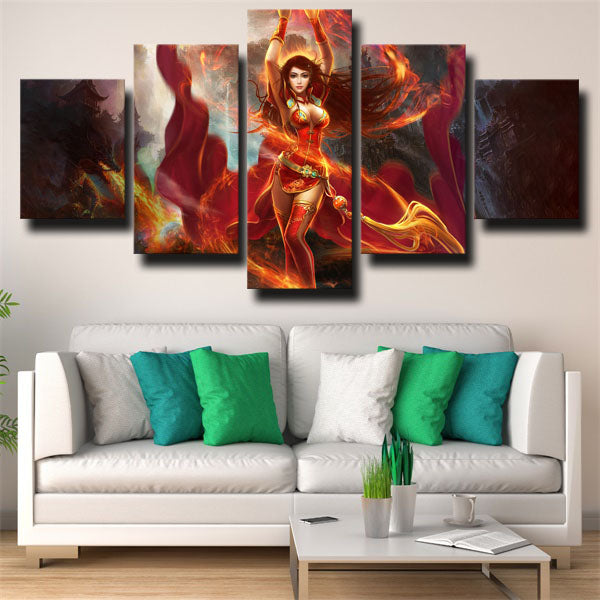 Dota 2 Lina Yellow Red Grey Canvas Wall Art