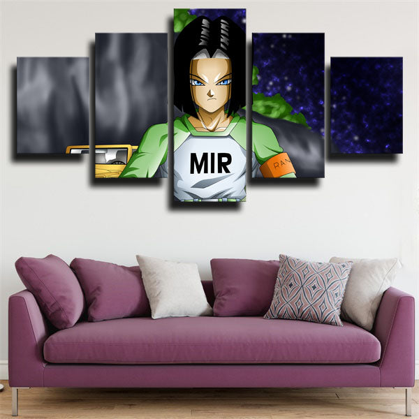 Dragon Ball Android 17 Black Canvas Wall Art