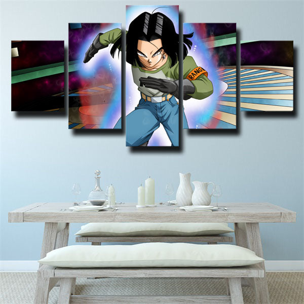 Dragon Ball Android 17 Blue Fire Canvas Wall Art