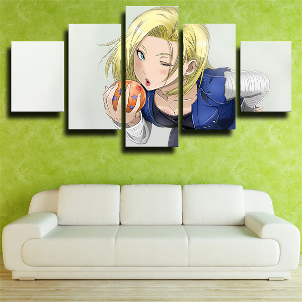 Dragon Ball Android 18 White Canvas Wall Art