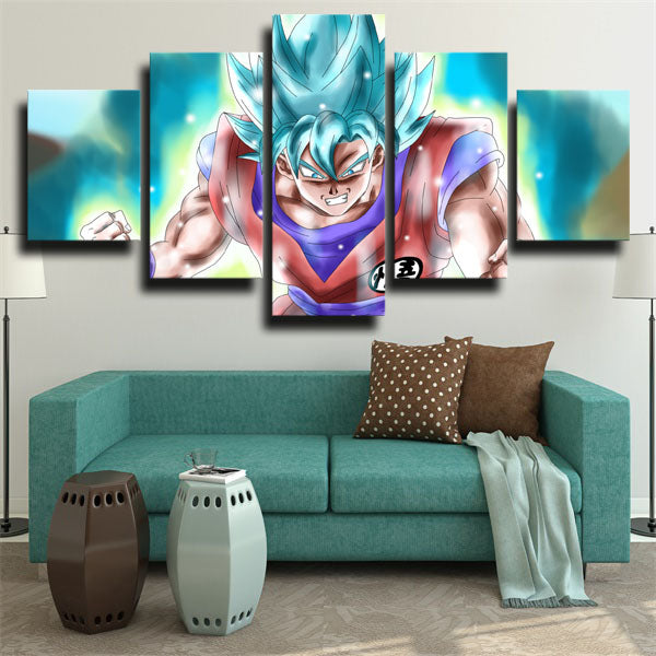 Dragon Ball Cyan Blue Hair Goku Canvas Wall Art