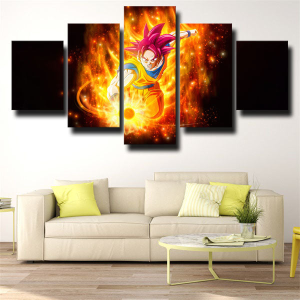 Dragon Ball Fire Goku Black Canvas Wall Art