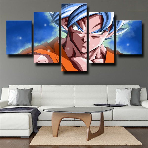 Dragon Ball Goku Face Blue Canvas Wall Art