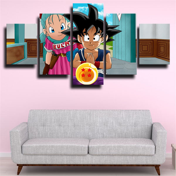 Dragon Ball Kid Bulma And Goku Canvas Wall Art