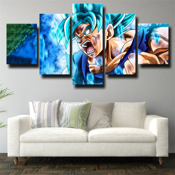 Dragon Ball Son Goku Cyan Hair Canvas Wall Art