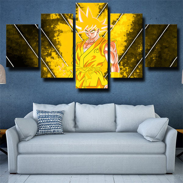 Dragon Ball Yellow Fire Son Goku Canvas Wall Art