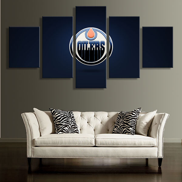 Edmonton Oilers Black Dream Long Emblem Canvas Wall Art