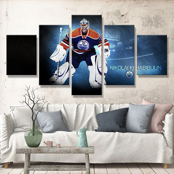 Edmonton Oilers Goaltender Defense Nikolai Khabibulin Canvas Wall Art